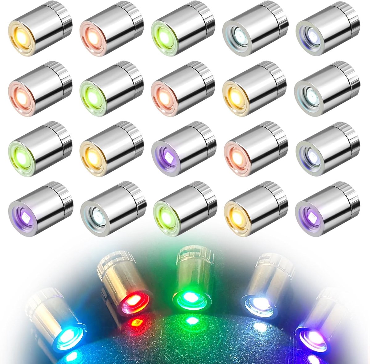 20 stuks mini-ledlampen, mini-ledlamp met batterij, kleine ledlamp voor knutselen, speelgoedmodel micro-ledlicht, voor feestdecoratie, modelbouw (gekleurd licht)