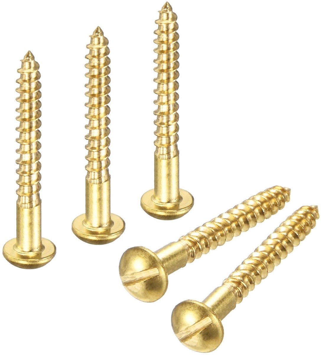 Houtschroeven, messing, M3 x 25 mm, 30 stuks, ronde sleufkop, zelftappende schroeven voor timmerwerk, meubels, reparatie van huishoudelijke apparaten, industrie, tuinieren