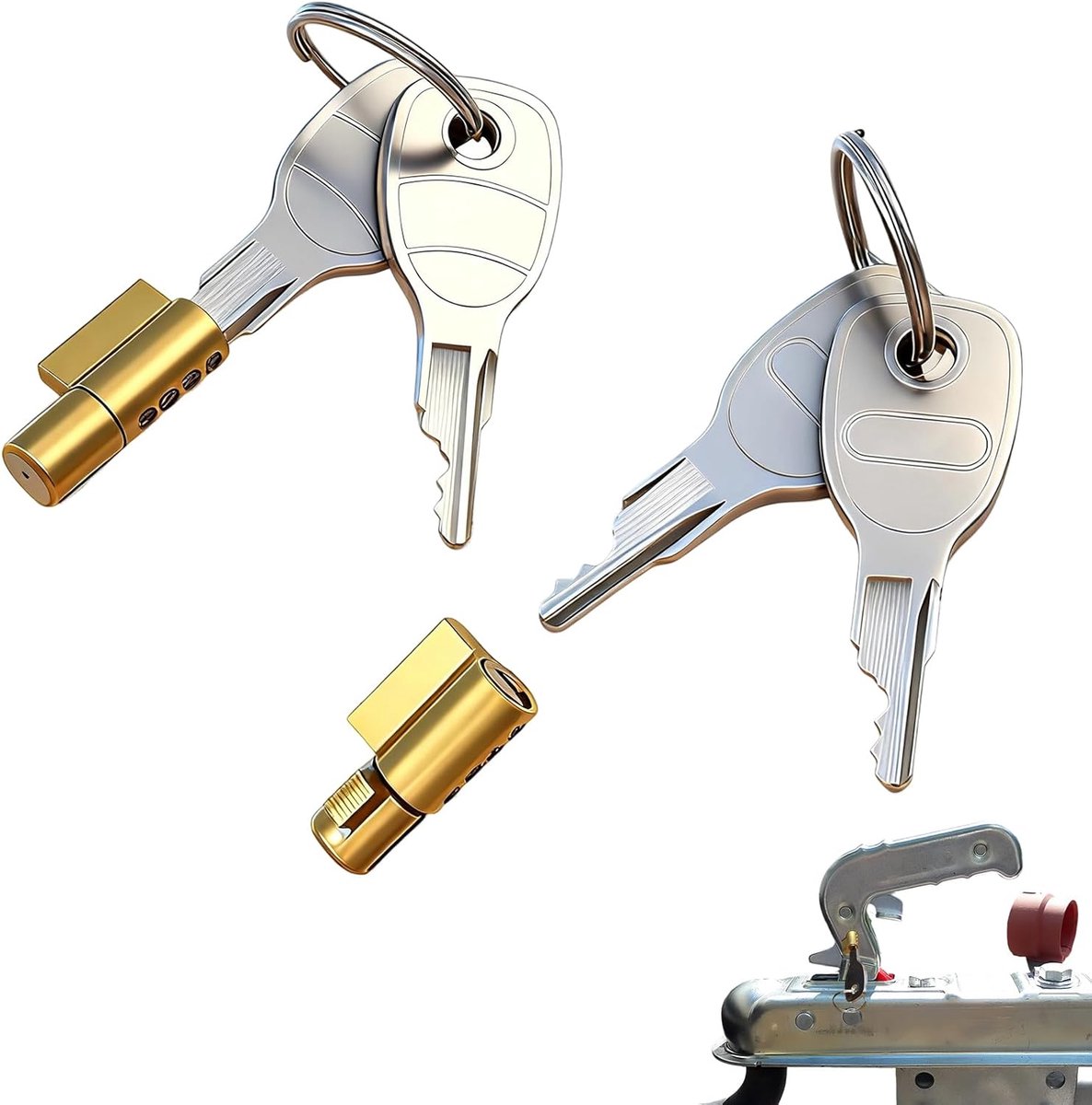 2 Stuks Aansluitingsloten Voor 50 mm Stalen Koppelingen | Inclusief 4 Sleutels En 2 Cilinders, Compatibel Met Erde, Daxara, Maypole En Overige Aanhangwagenmodellen