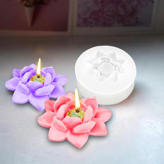 3D Lotus Kaarsvormen van siliconen, kaarsvormen om te gieten, driedimensionale lotusvorm, doe-het-zelf siliconenvormen, gietvormen, siliconenvorm voor woondecoratie — afbeelding 4