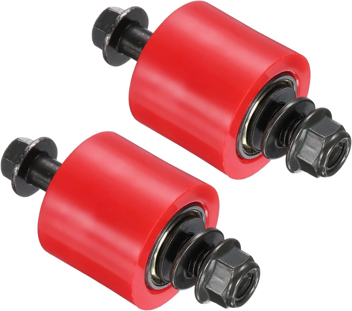 10 mm rolkatrolspanner, 2 stuks kettingroller katrolspanner mini fietsonderdelen nylon cilindertype gids wiel kettinggeleider schuifregelaar set voor mini-motorfiets crossmotor, rood