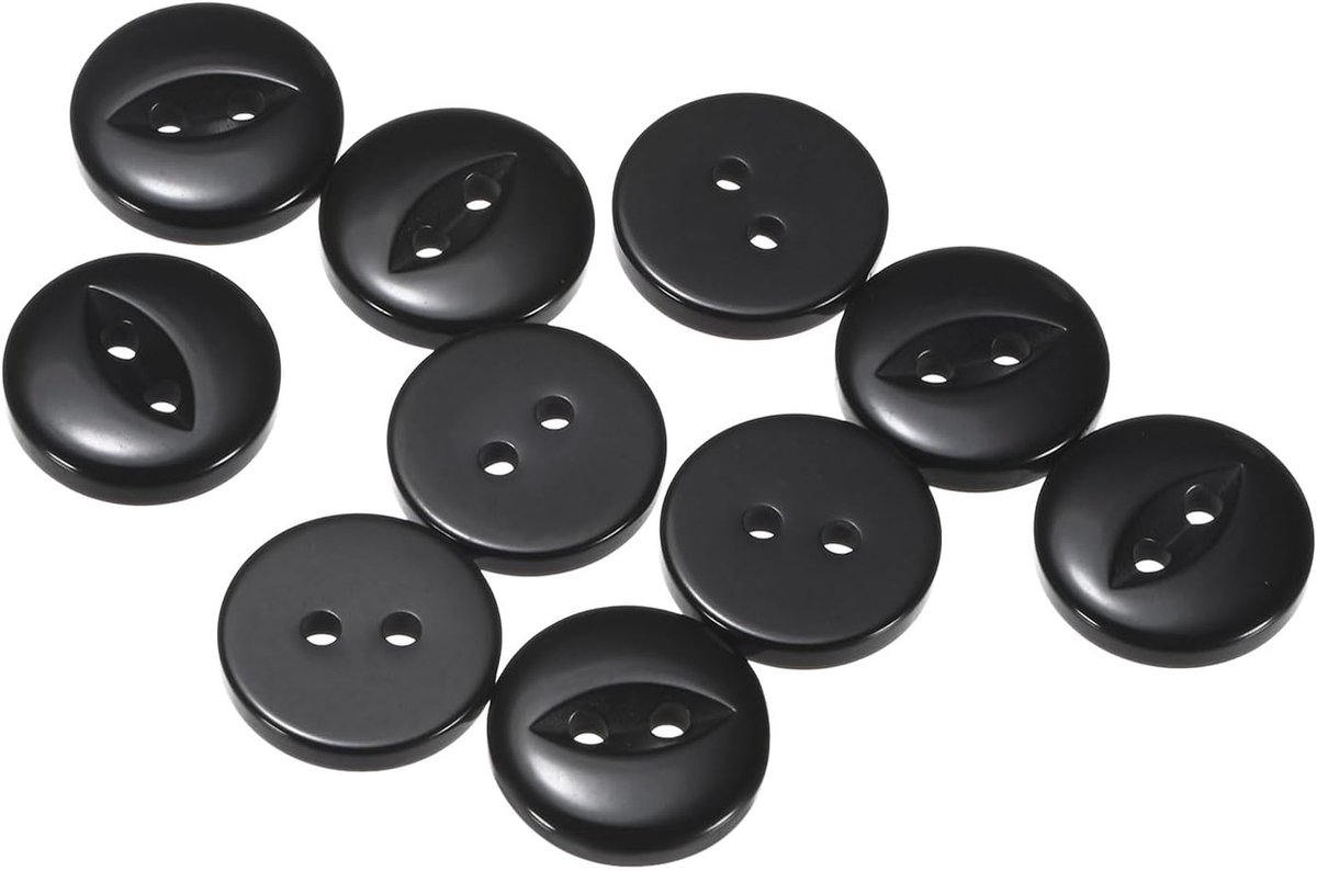 Knopen zwart 15 mm 5/8 inch hars 2 gaten visogen voor het naaien van broeken jurken rok kleding knopen bevestiging handwerk