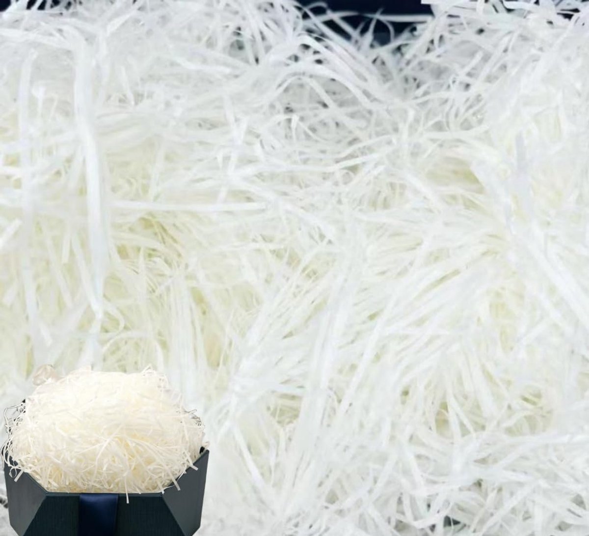papiervuller (500g), kreukpapier versnipperd papier vulling geschenkdoos, kreukvrij papier voor Valentijnsdag, vakantie, inpakken en vullen geschenkmand geschenkdozen (A-rechte witte