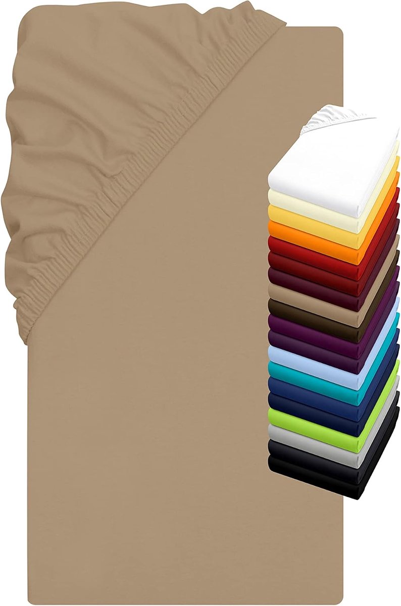 elastaan hoeslaken voor water- en boxspringbedden - in 19 moderne kleuren - matrasdikte ca. 40 cm - maten ca. 180-200 x 200-220 cm, Sand