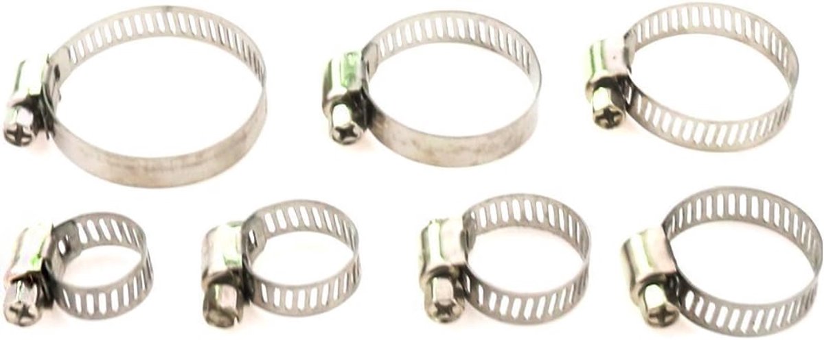 Set van 60 stuks instelbaar 8-38 mm roestvrij stalen slakkenaandrijving slangklemmen