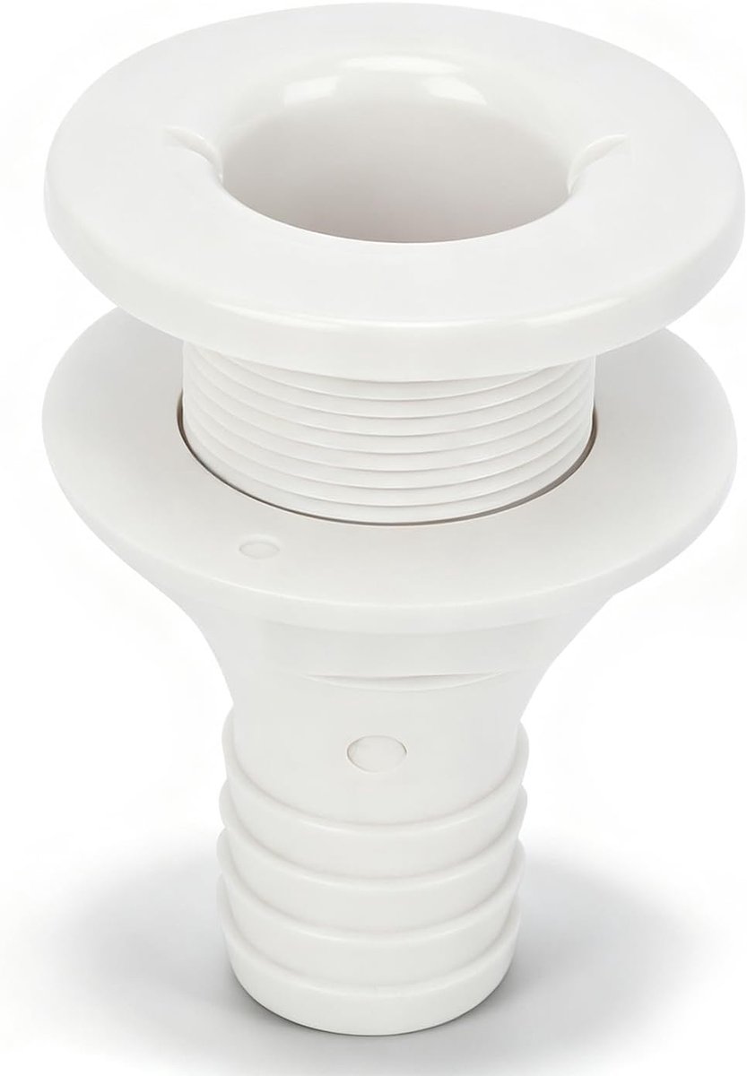 Marine Rechte Doorvoer Fitting ABS Kunststof Water Afvoer Uitlaat Sanitair Klep Slang Doorvoer Afvoer Connector voor Boot, Jachten (1-1/4" 97mm)