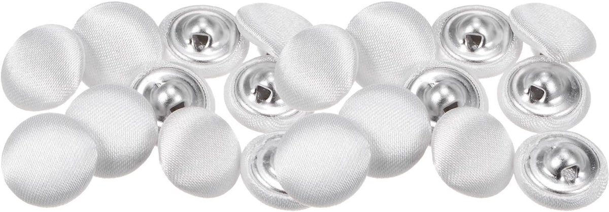 Knopen met stof gecoat, 12,5 mm ronde metalen poten voor kleding, blouses, truien, wit