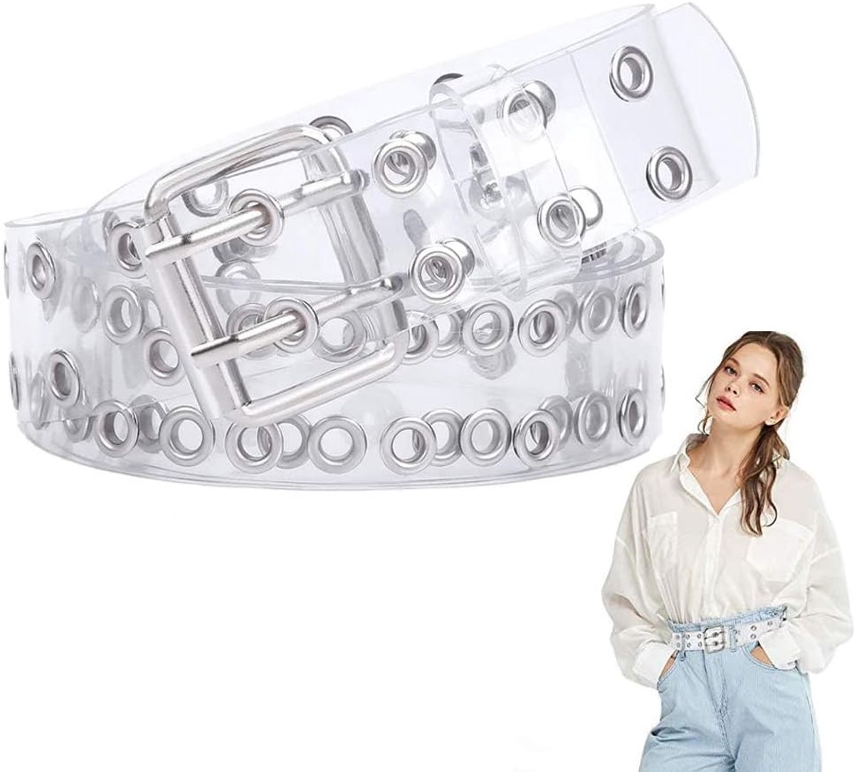 Doorvoertule Riem - Transparante PVC-Riem Voor Damesmode, Waist Belt Met Gaten/Lange Ketting Voor Vrouwen, Tieners, Meisjes