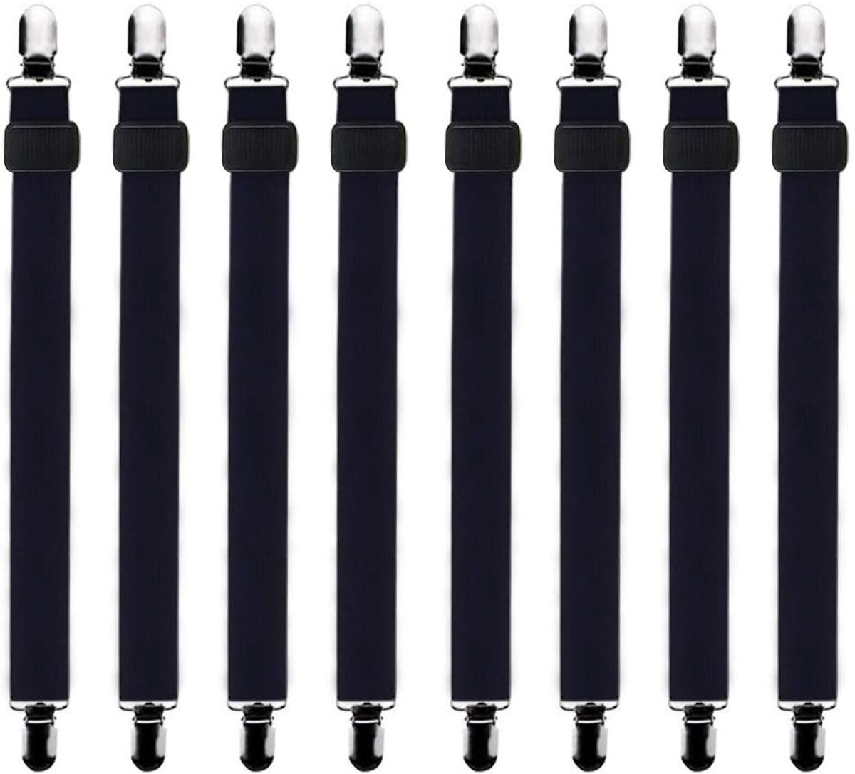 8 stuks (30cm tot 120cm) verstelbare elastische lakenspanner met metalen klemmen,voor de hoeken van bed,matras,zwart