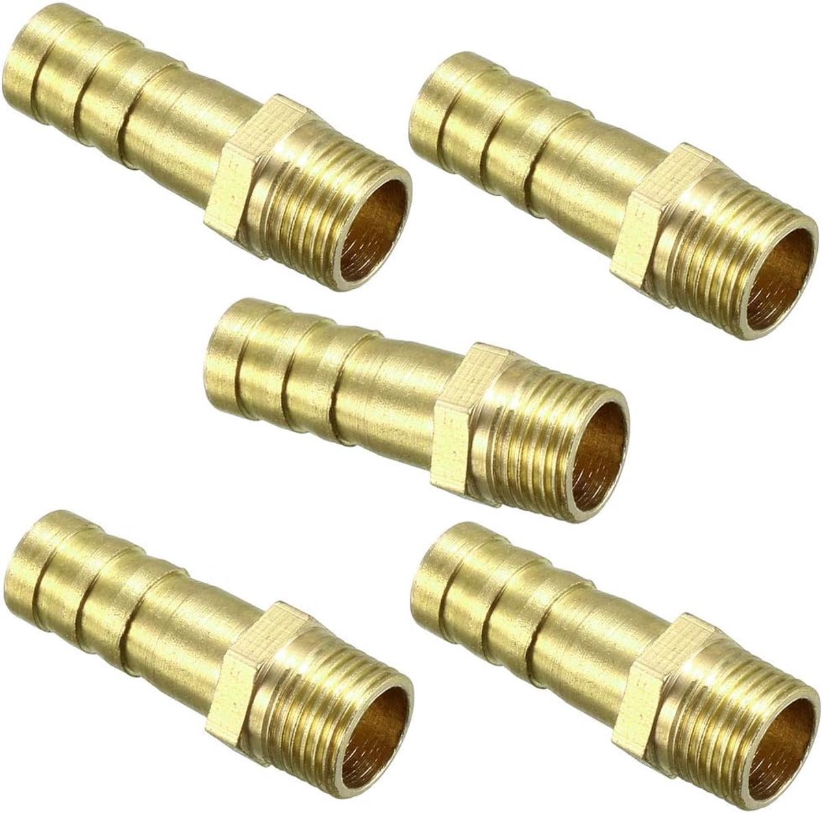 sourcing map 5 stuks. Messing slangverbinding pijpaansluiting 6mm tuit x 1/8 PT stekker buis 8mm x 1/8 PT, 5 Pack