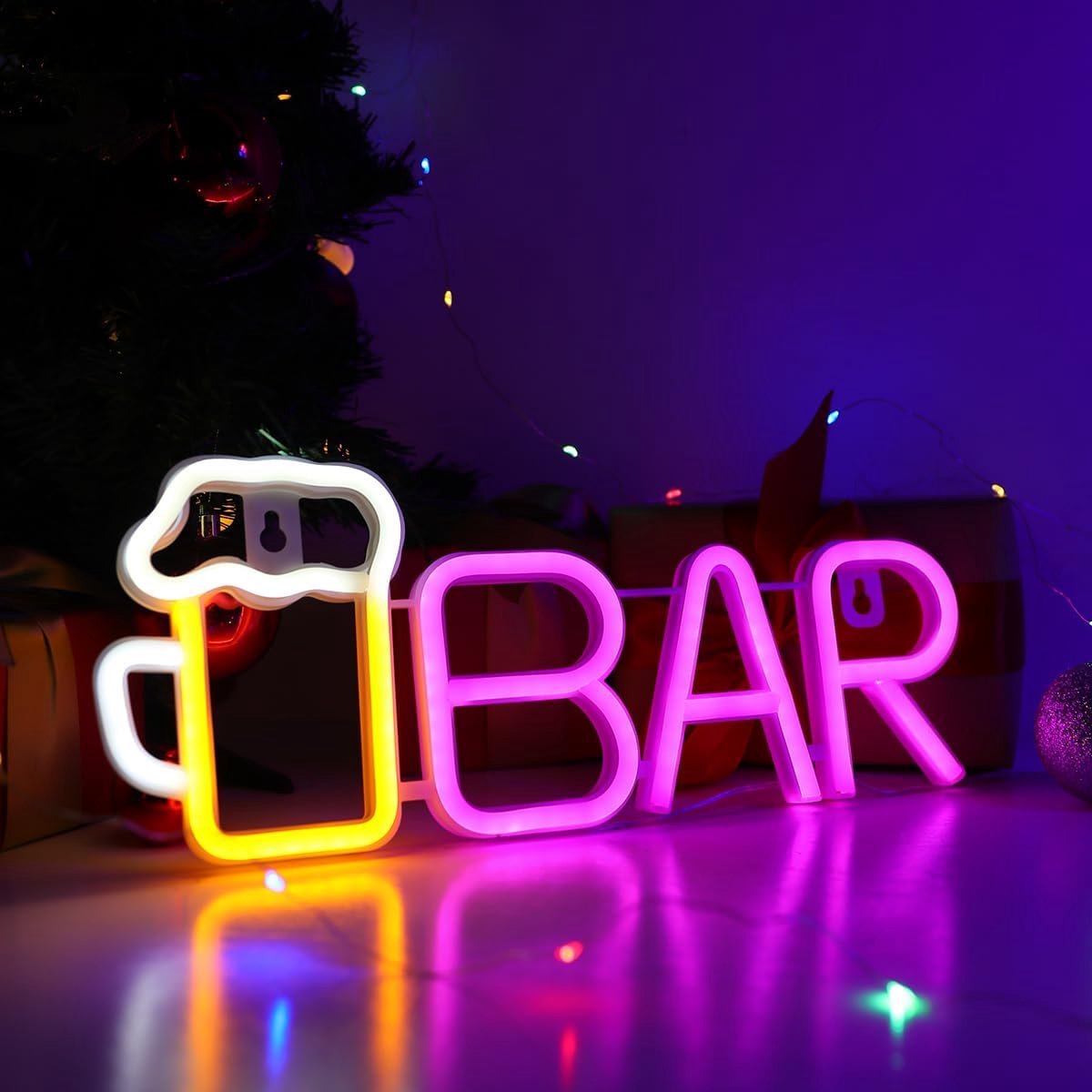 led-neon belettering voor bar met USB en batterijvoeding, bierlamp, wanddecoratie voor kroeg, woonkamer, home pub, bistro, feestruimte, decoratief (warmwit/roze)
