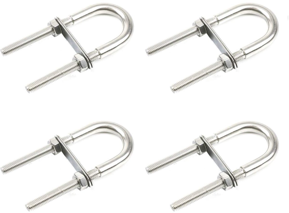 4 x RVS U-bout set M5x78 ovale ronde U-bouten met moer en plaat voor boot hardware automotive
