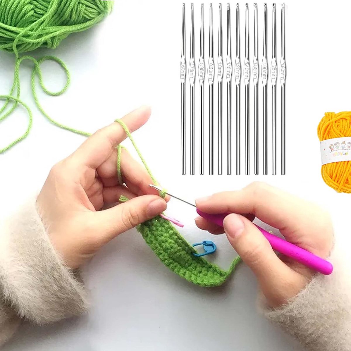 Haaksets voor beginners en volwassenen, beginners haakset voor kinderen en volwassenen, 122 stuks haakset, professionele breiwerkset, breipakket met naalden en etui (stijl A)