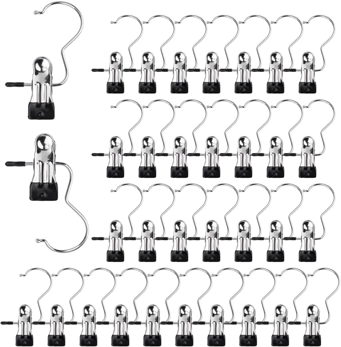 washaken Clips, 30 stuks, anti-slip laarzen, kleerhangers van roestvrij staal, zeer belastbaar, multifunctionele individuele kledingnaalden, hangende hold clips voor thuis, reizen, mantel, hoeden