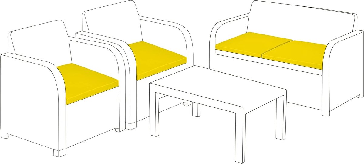 Outdoor zitkussen pads voor rotan meubels | Tuin kussens voor Keter Allibert Carolina | Waterbestendige patio meubelstoel opvulling | Licht en duurzaam | 4 stuks (4, Geel)
