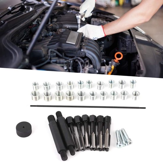 Reparatieset voor gloeibougies, 33 stuks, schroefdraadaansluiting voor boormachine, automatische motor, M8, M10, M12, M14, gereedschapsset voor moffen — afbeelding 3