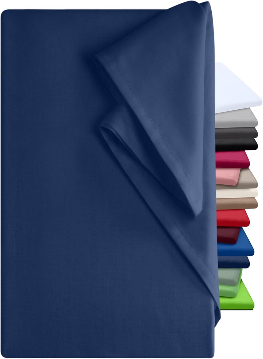 npluseins Bedlaken 240x275cm - linnen doek elastiek - doek is ideaal voor terras reizen camping en tafelkleed - camper laken - 100% katoen, ca. 240 x 275 cm, marineblauw