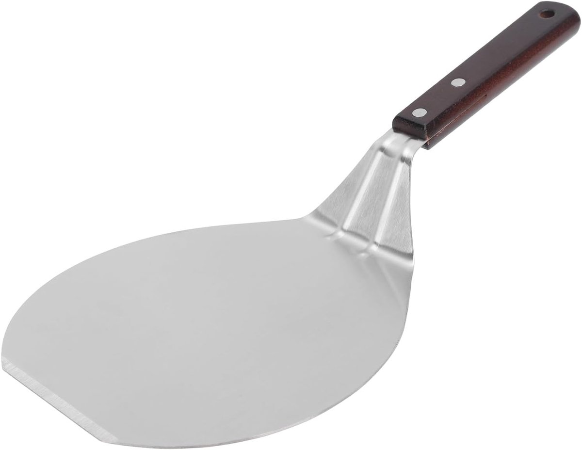 Roestvrijstalen Pizzaschep met Houten Handvat, Taartserveerspatel, Keukenspatel voor Taartpizza-pannenkoek, Keukengereedschap Taartschep, Voedselspatel (Ronde
