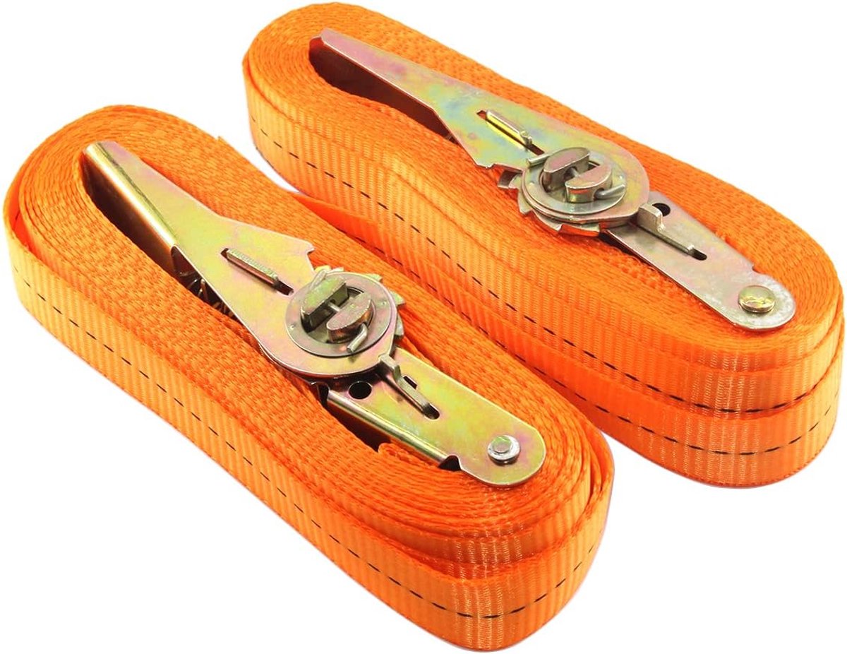 2 Stks Heavy Duty Spanriemen Tie Down Riemen, 25 MM Breedte 5M Lange 800kg Laden Ratchet Tie down Sjorbanden Spanriem voor Draagtas Bagage Grote Objecten voor Auto Motorfiets