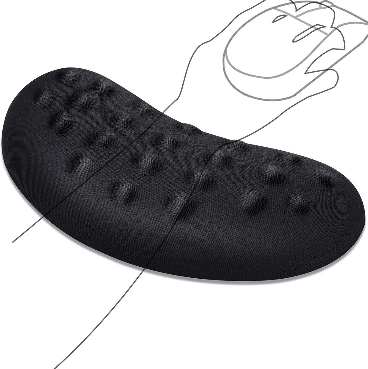 Muis Polssteun, Ergonomische Memory Foam Muis polssteun met Massagenoten voor Druk- en Pijnverlichting, Polssteun voor Computer Laptop Kantoor PC Gamen