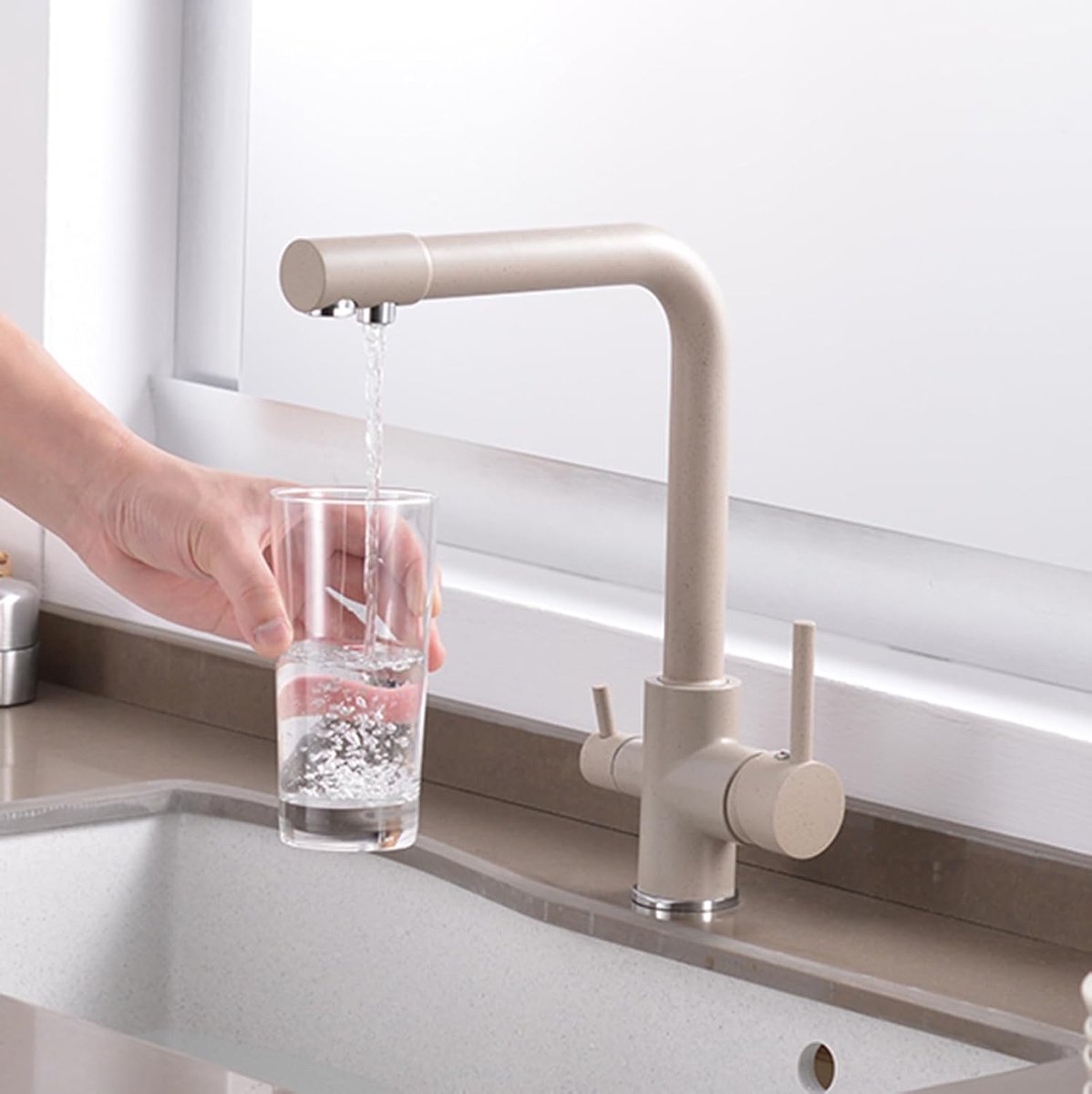 Tap Haver 3 Manier Aanrecht Kranen Keuken Mixer Tap Dual Hendel Swivel Uitloop 3 in 1 Aanrecht Tap