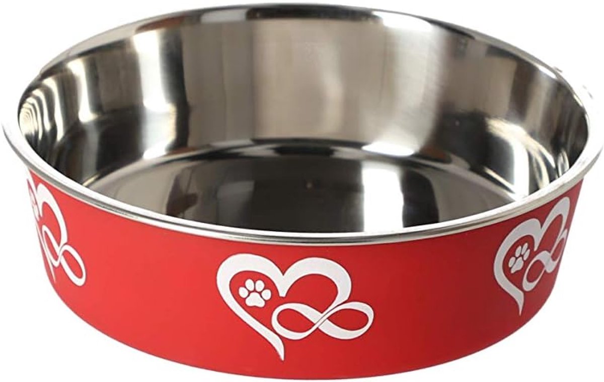 voederbak hondenkom roestvrij staal antislip kom voor hond Bonita 0,75 l / # 17 cm voederbak rood 14487