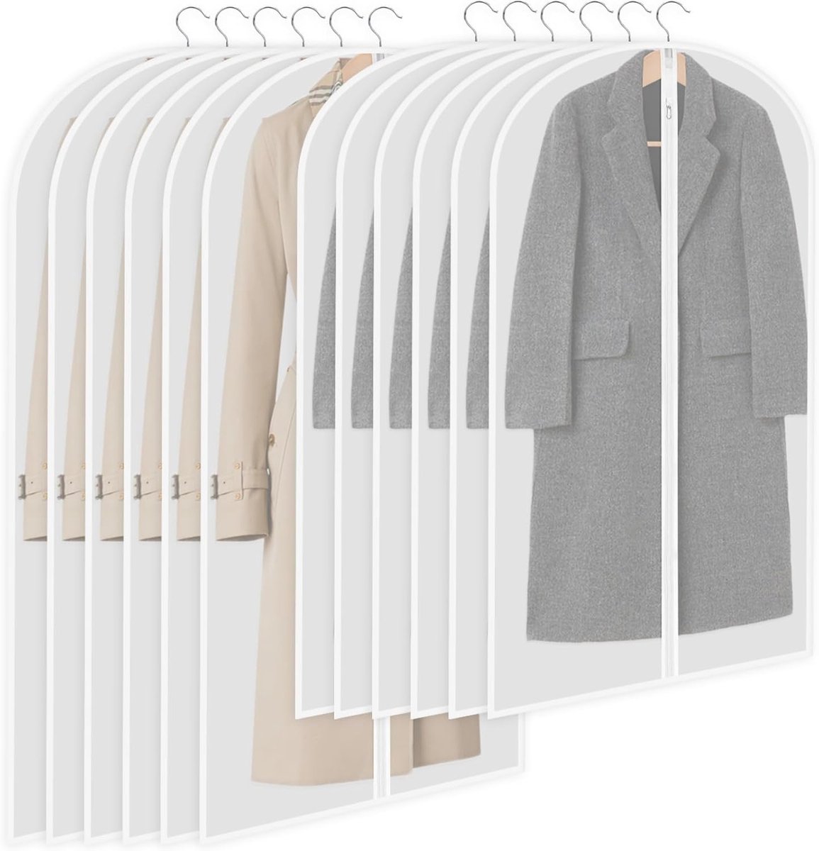 Kledinghoezen 12 stuks - 60 × 100/120 cm - Transparant en waterdicht - Bescherming tegen stof en kreukels - SnelShoppen