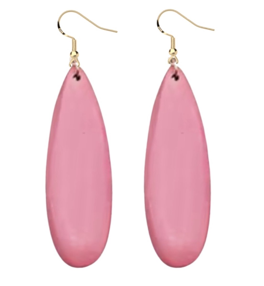 Zilveren oorbellen -Luci -hout roze- 9 cm- Charme Bijoux