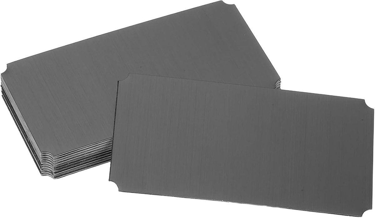 12 stuks blanco naamplaten, 3,1 x 1,7 inch naamplaatje, metaal, lasergravure, sterk, naamplaatje, aluminium, geanodiseerd, blanco, hoek, zwart