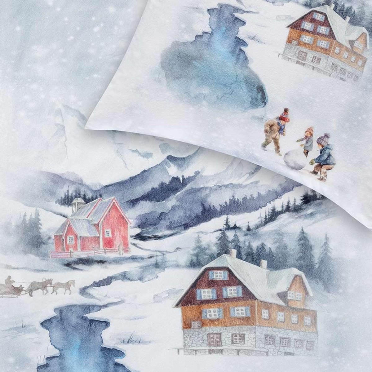 Behaaglijk flanel beddengoed Mountain Lake zilver