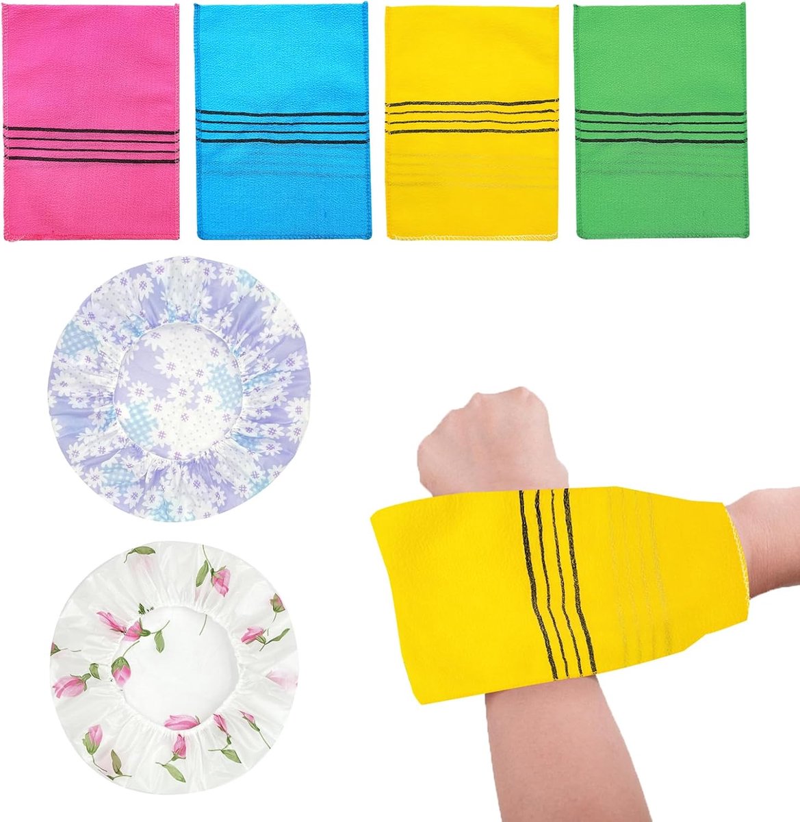 4 stuks peeling-handschoenen, herbruikbare peeling-handschoenen, lichaamsscrubhandschoenen, badhandschoenen voor het grondig reinigen van dode huid, verwijderen van huid