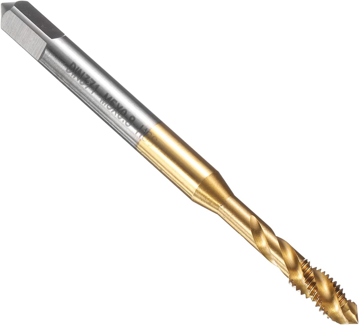 Schroefdraadtap, set M5 x 0,8 mm, H2, metrische machineschroefdraadboor, titanium nitride-gecoate schroefbehangreparatiegereedschap, M2 hogesnelheidsstaal (HSS6542)