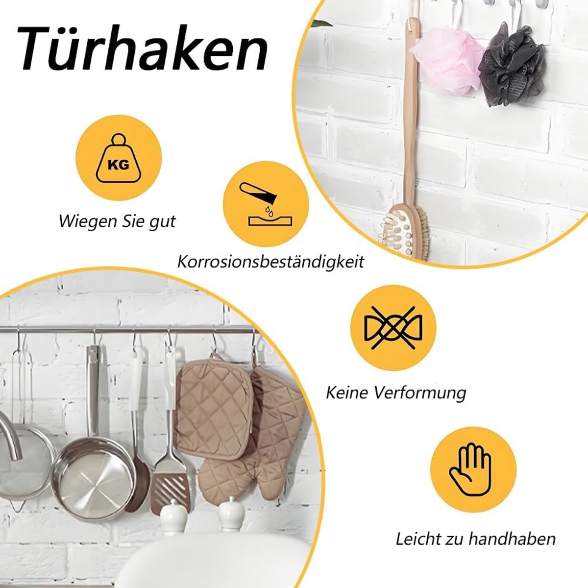 Deurhaken, twee modellen kledinghaken, deur, haken om op te hangen voor kasten, deuren en kledingstangen, zilver