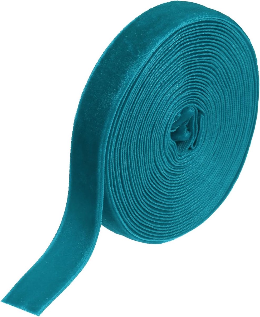 Fluwelen lint, 3/4 inch x 5 yard spoel, enkelzijdig, zijdeachtige fluwelen stof, voor boeketten, doe-het-zelf, handwerk, geschenkverpakking, bruiloft, feest, meerblauw