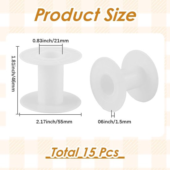 15 stuks 55 x 46 mm lege spoel lint plastic spoel wit weefkoord draad draad ketting tape organizer houder spoel voor naaien borduurwerk garen kunst ambachten haaksteek benodigdheden vrouwen — afbeelding 4