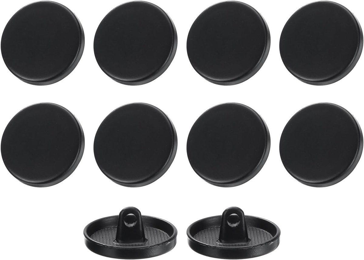 10 stuks 28L metalen ronde platte naaiknopen 18mm legering schacht handwerk vervangingsknop voor mannen vrouwen pak wollen jas hemd broek naaien handwerk, mat zwart