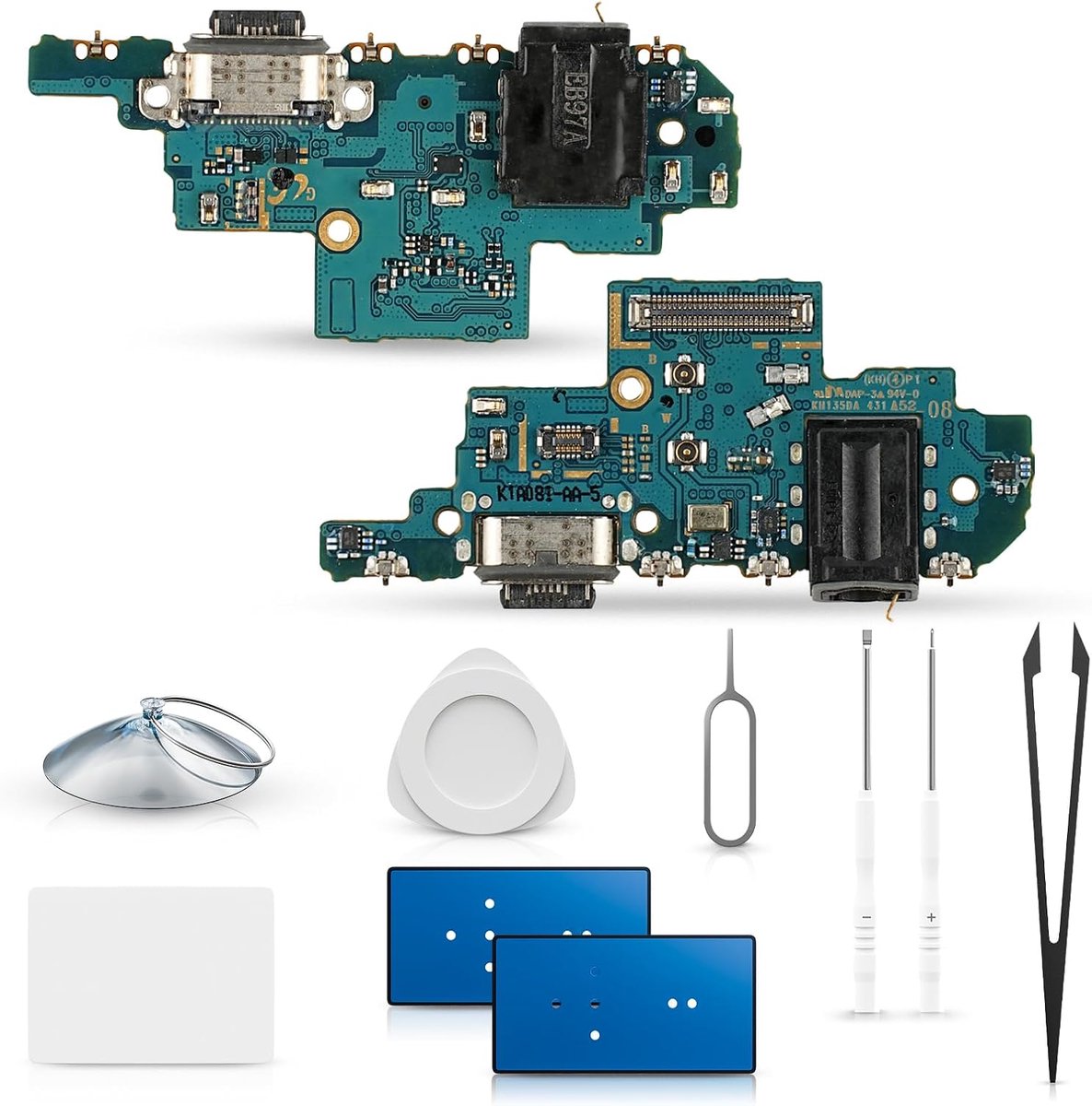 oplaadaansluiting (vervangend) voor Samsung Galaxy A52 4G/5G | Oplaadaansluiting (Dock Connector) met microfoon, opladerreparatie en reparatieset met gereedschap.