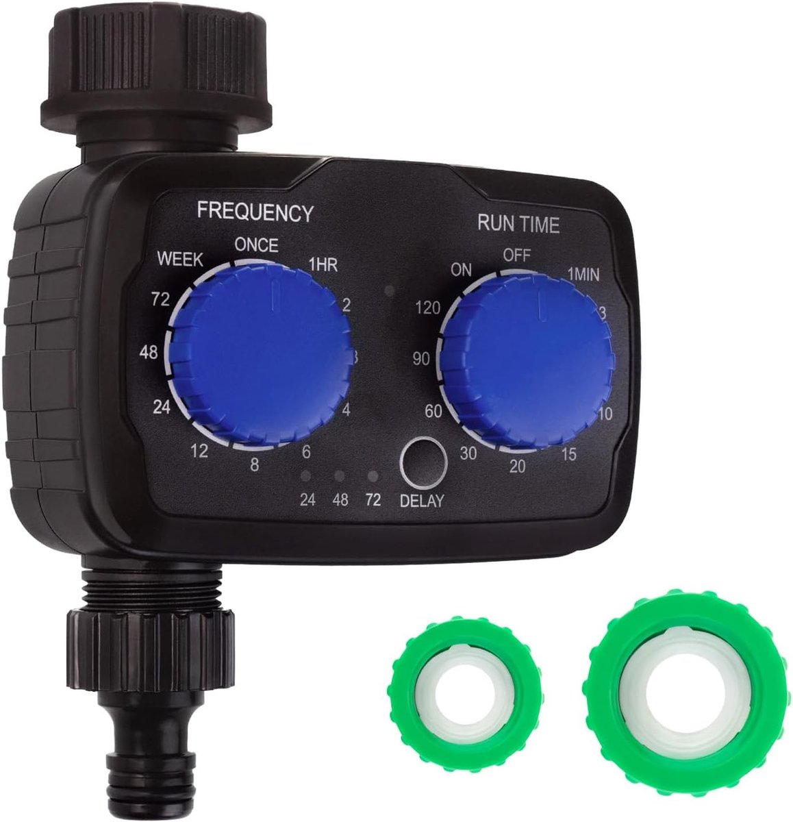 Blue GB391 Elektronische bewateringsregelaar, nauwkeurige bediening voor tuinirrigatie, instelbare irrigatiefrequentie en -duur, werkt op batterijen, IP55, weerbestendig