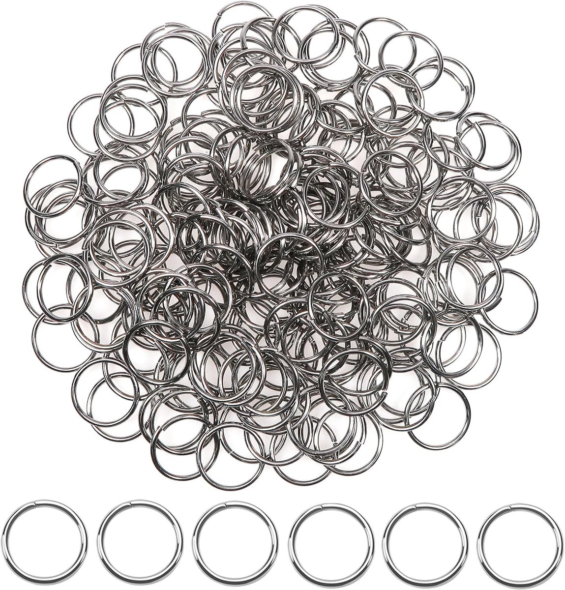 200 stuks open springringen, jumringen, roestvrij staal, zilverkleurig, 14 mm, sieradenconnector, ketting, links, voor het maken van armbanden, halskettingen, vrije tijd, creatief