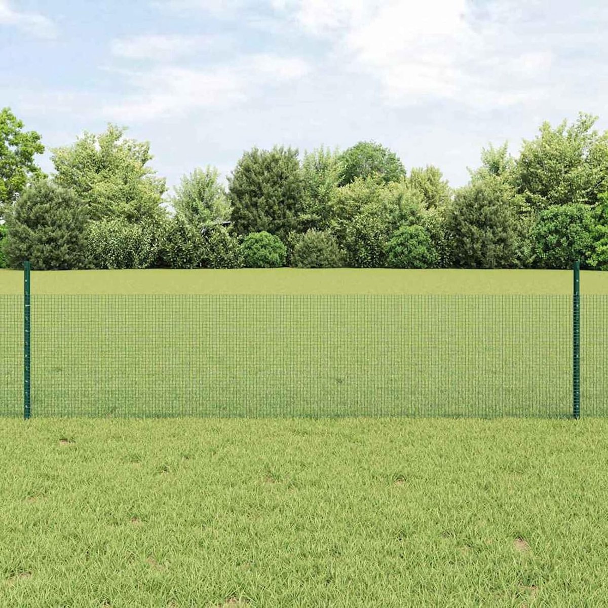 Gelaste draadomheining met 22 U-palen, groen, 0,5 x 50 m staal, tuinhek, draadomheining voor hekken, groentebedden, kippenren, weideperceel, 3336502
