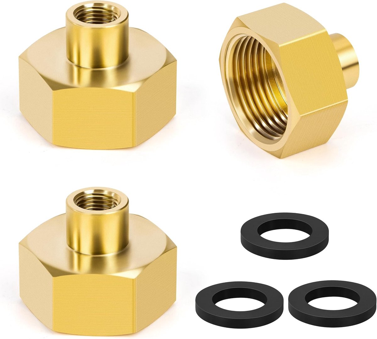 3 stuks messing huls, bus 3/4 inch x bus 1/8 inch schroefdraadslangaansluiting, zeskantkoppelingsbus geschikt voor het omzetten van slangaansluiting