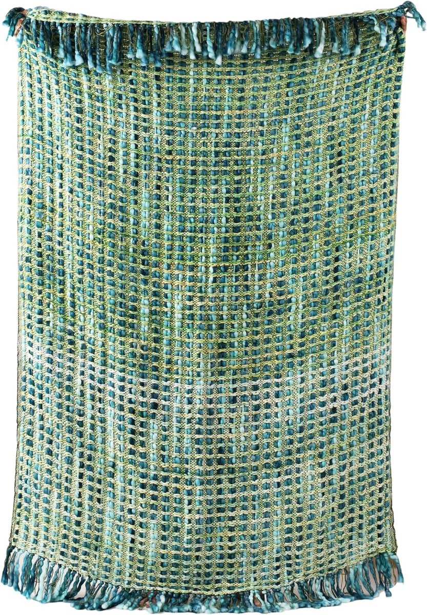 Plaids | Sofa Throw for all Seasons | 130x180 cm | Handgeweven met Franjes | Acrylic | Veelkleurig