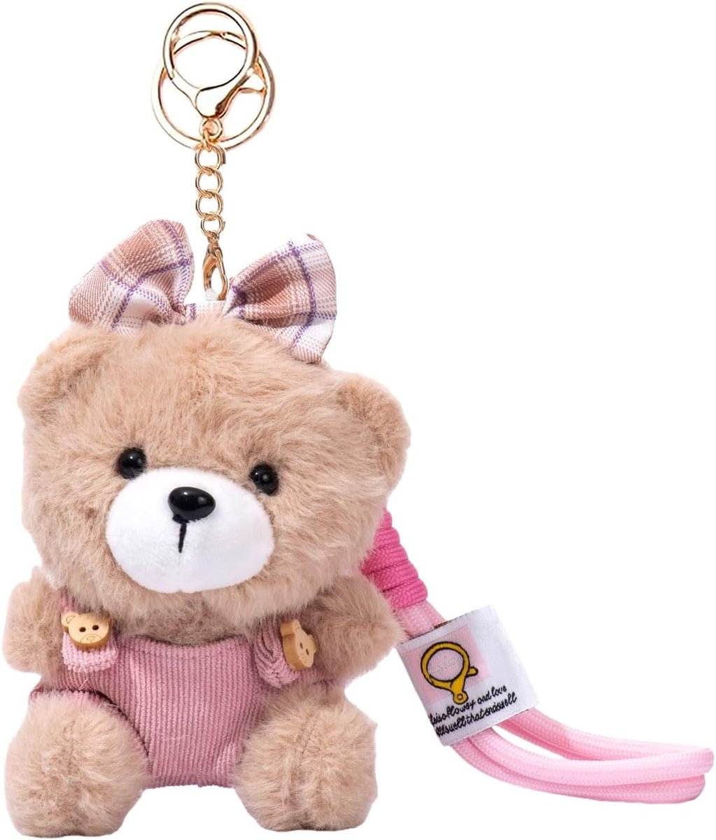 Beer met Roze Servies Schattige Sleutelhanger Pluche Beer Sleutelhanger Cadeau Voor Handtas Portemonnee Rugzak Hangertje, Accessoires, Versiering
