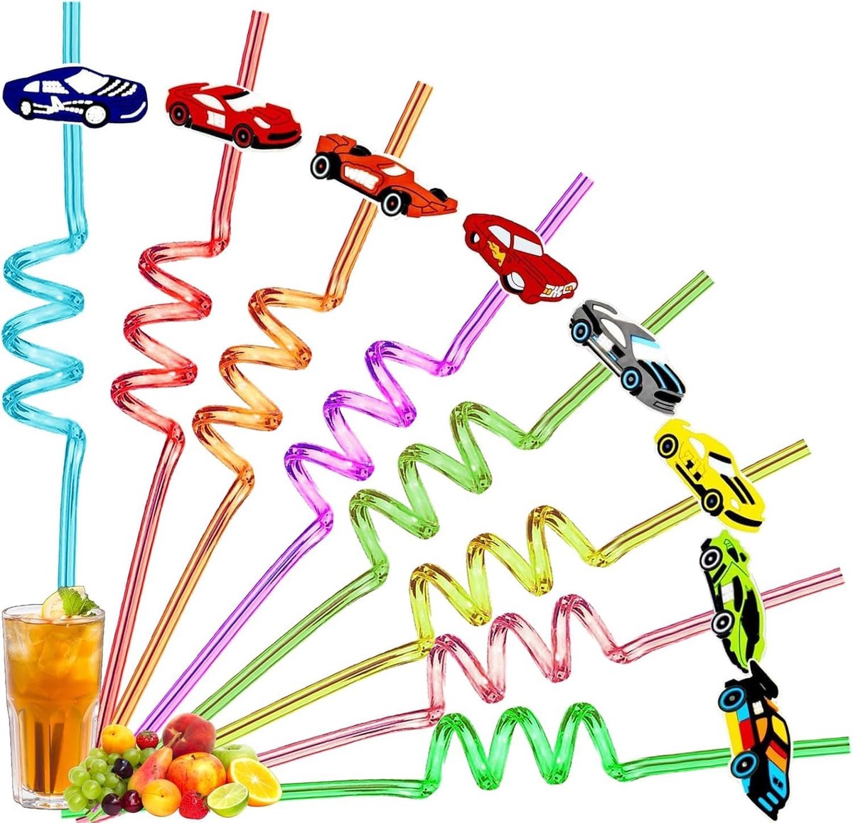 Rietjes, herbruikbaar en veelzijdig, verjaardagsdecoratie voor race- en terreinwagen-thema's, ideaal voor kinderfeesten en feestdecoratie (races)