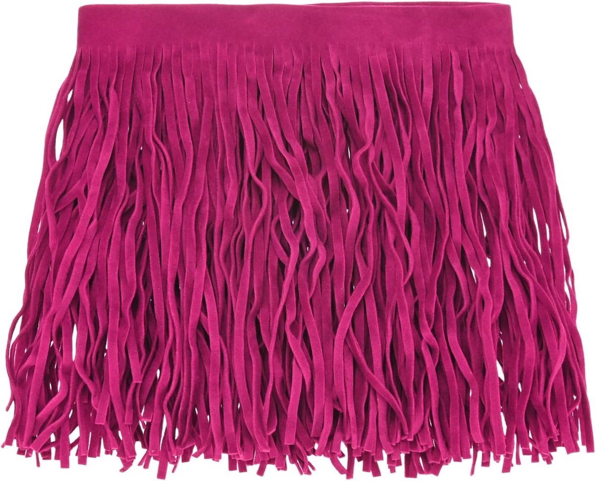 METERXITY PU Lederen Franje Trim, 1 Yard 15 cm Rose Rood Dubbelzijdig Suede Kwastje Naaien Trim voor DIY Ambacht/Naaien Jurk Kostuum/Tassen Schoen Decoratie, Franje Kwastje
