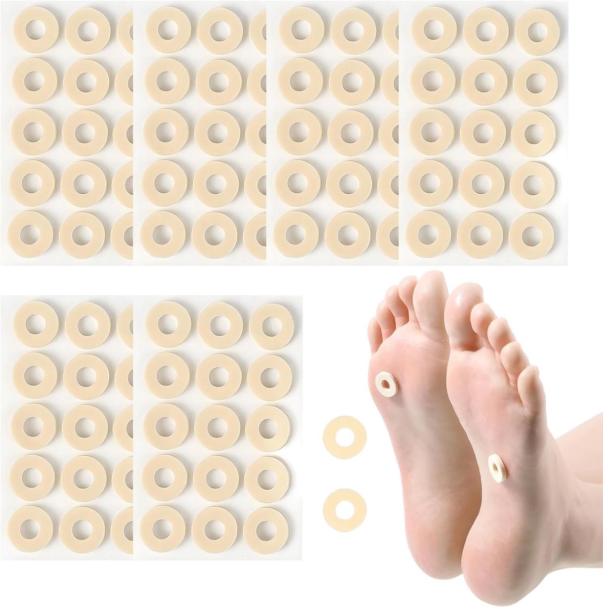 90 stuks maïskussens, zacht latexschuim, zelfklevende eeltpads, antislip, anti-wrijvingspad, vermindert voet- en hielpijn voor tenen