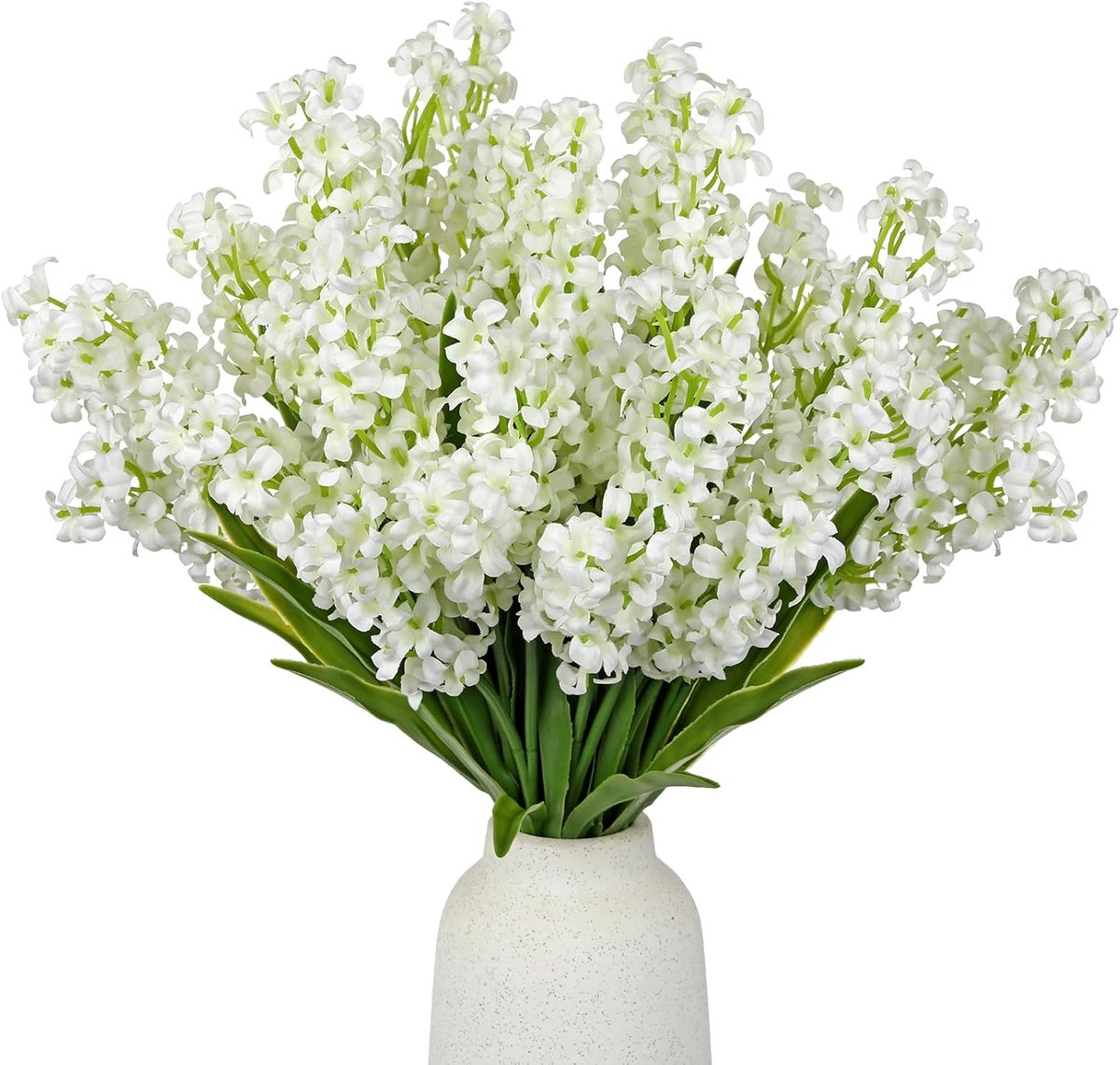 Kunstbloemen, witte zijden bloemen met stengels faux hyacint bloem als middelpunt lente bloemen stengels voor vazen vulstoffen boerderij nep wilde bloemen voor thuis keuken tafel