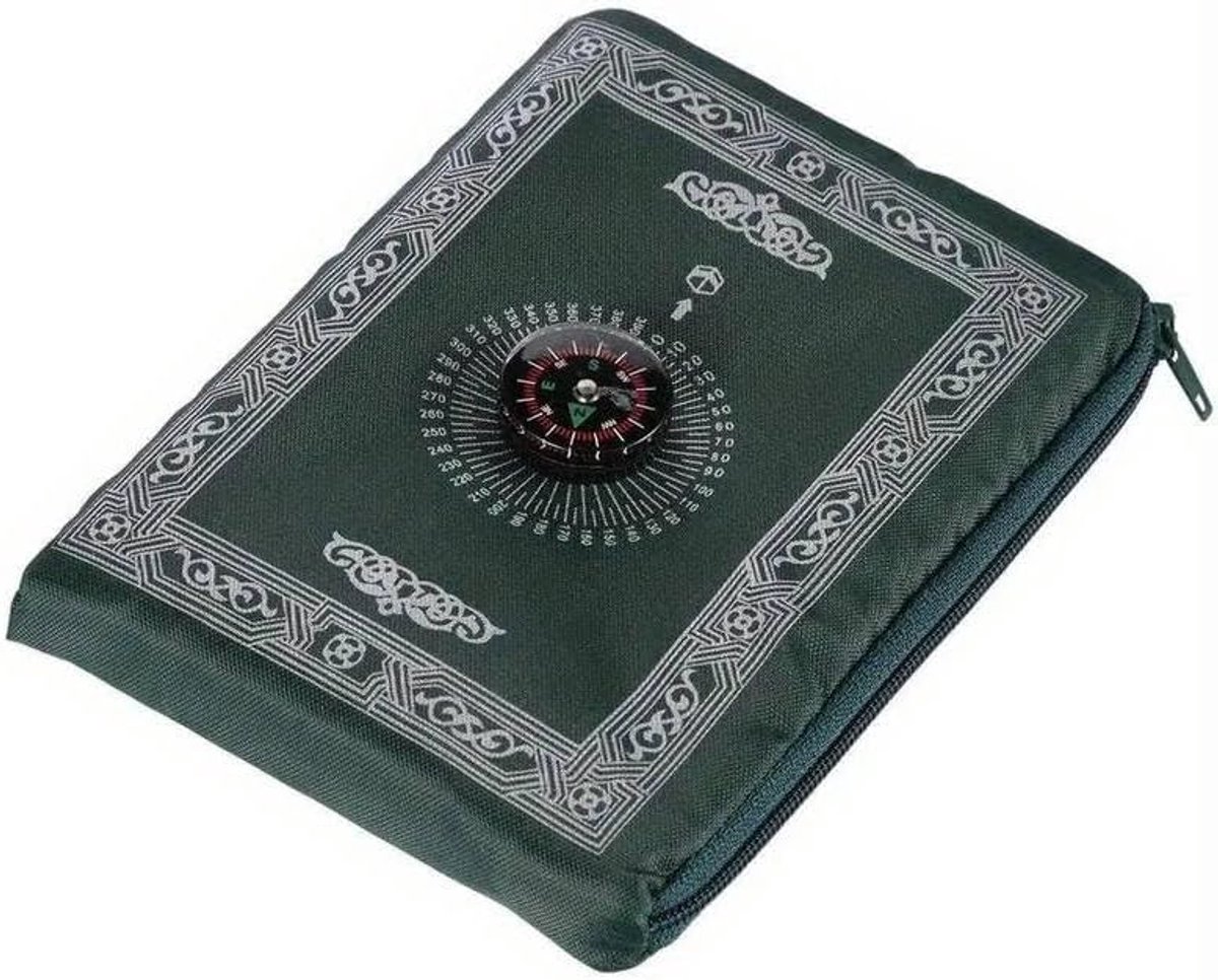 Travel Prayer Set for Muslim Women - Includes Prayer Mat, Compass Bag, Elastic Scarf Cap, Electronic Finger Counter, and Rose Water