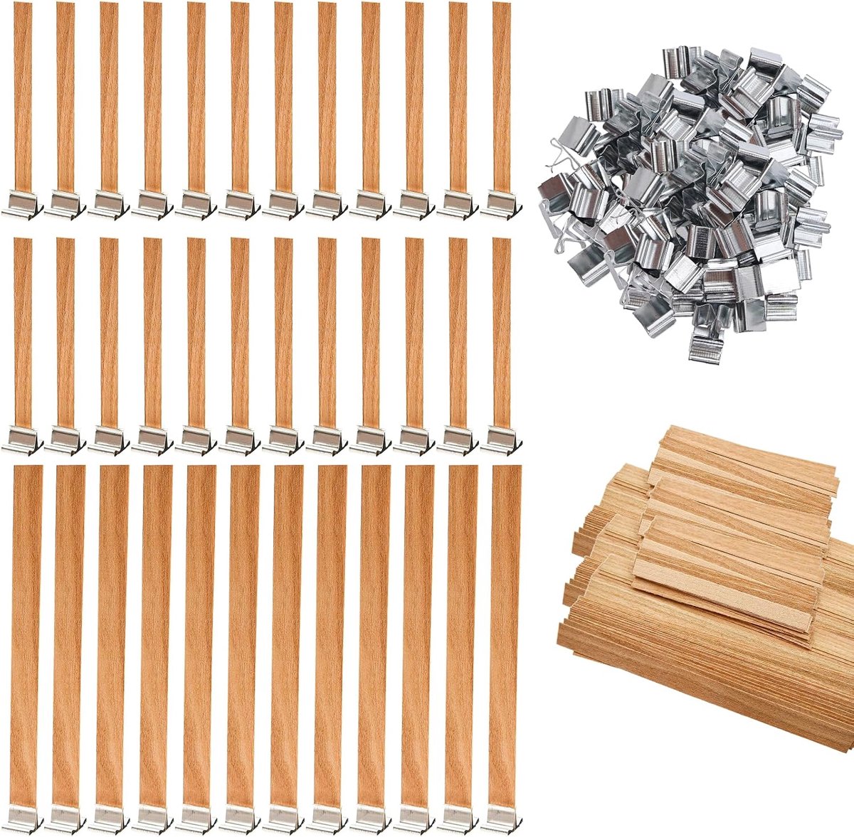 Lonten met 50 sokkels, lonten van hout, op maat te snijden, natuurlijk, milieuvriendelijk, houten lont voor kaarsen, houten lonten voor het maken van kaarsen