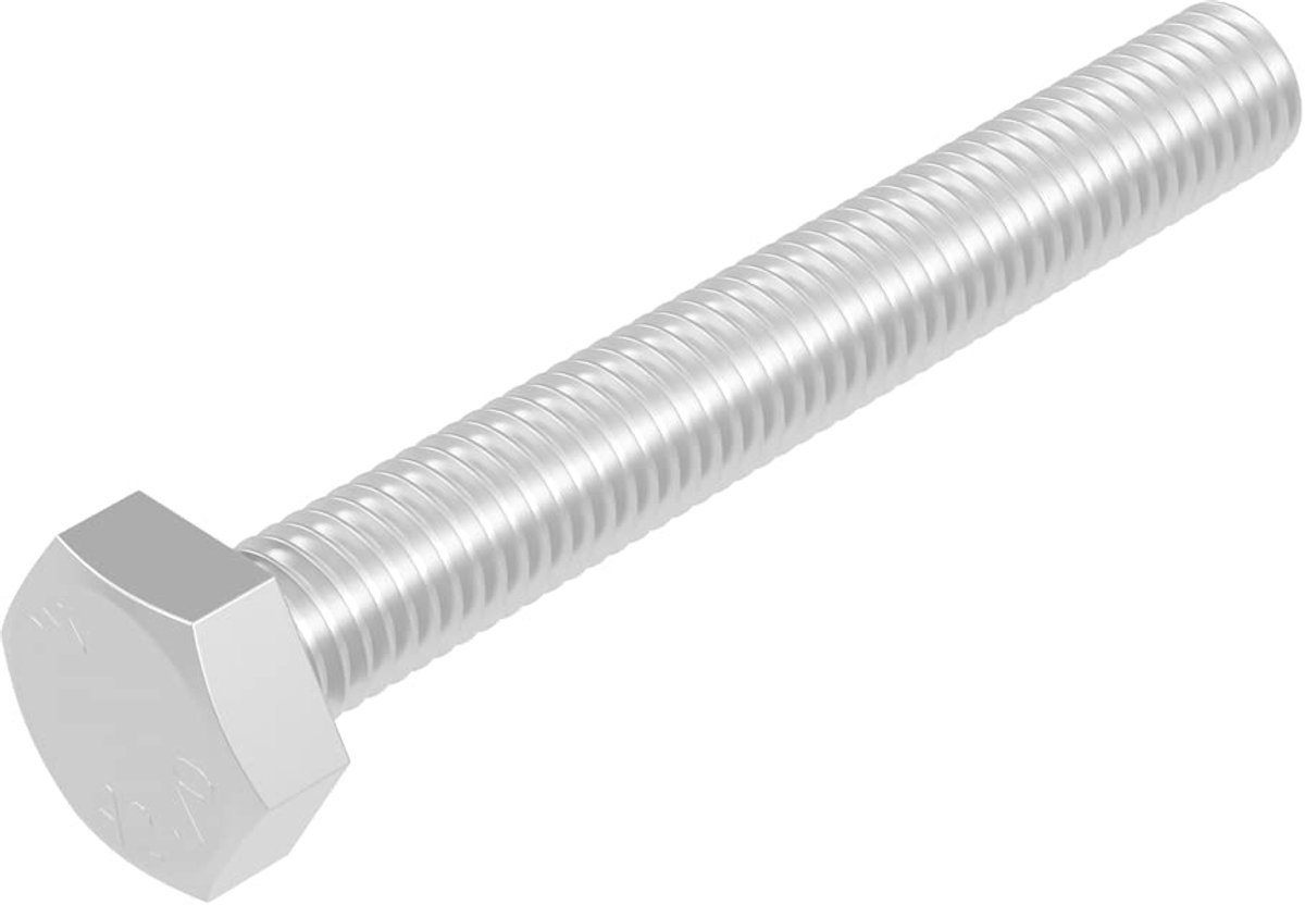 zeskantschroef M8 x 60 mm, roestvrij staal V2A VA A2, DIN 933 / ISO 4017, buitenzeskant, 20 stuks